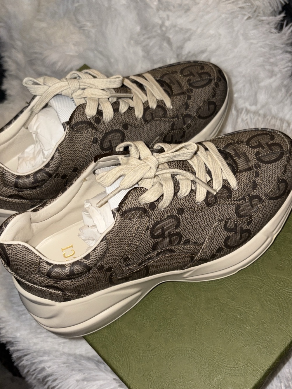 Gucci Brown GG Monogram Low-Top Sneakers Woman’s 36.5